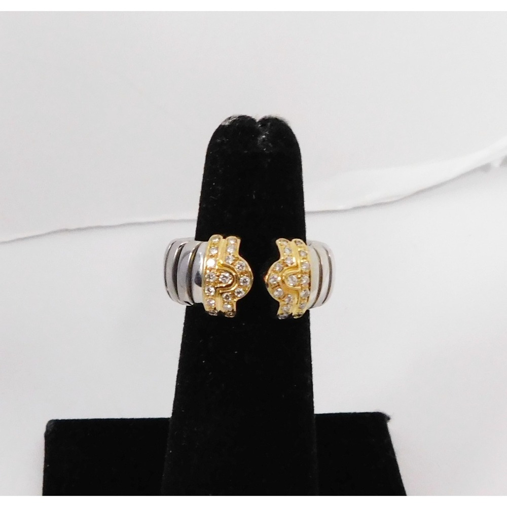 BVLGARI Parentesi Tubogas Diamond Ring 750 Yellow Gold sz 4.5 8.28g